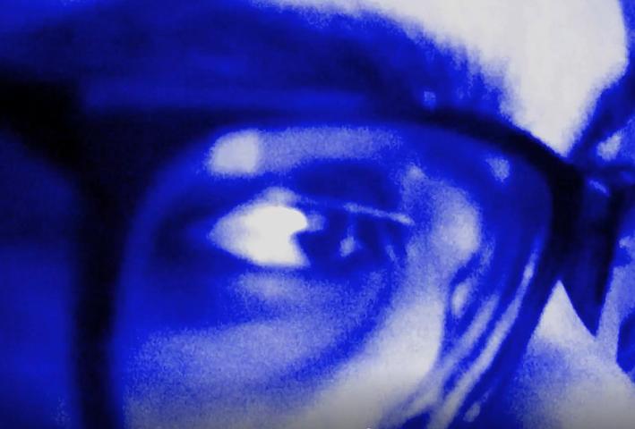 Eyes looking through glasses