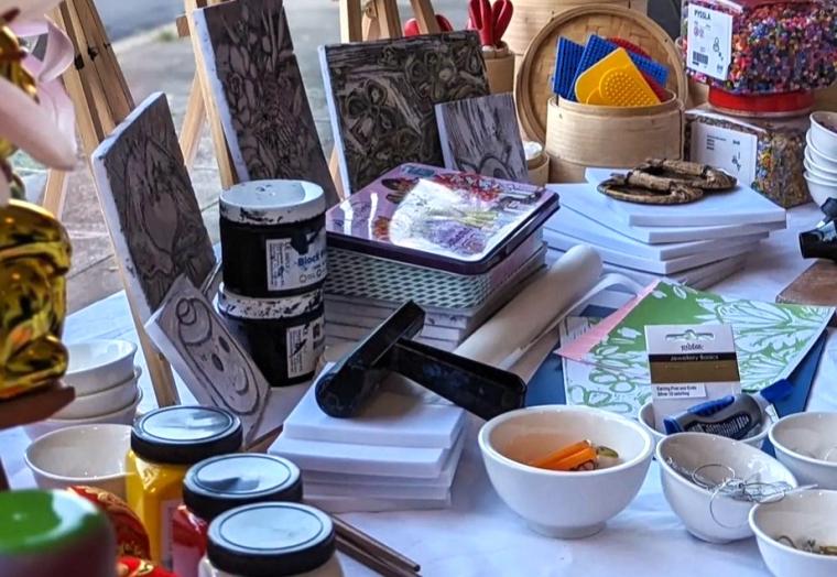 A selection of mixed art media items to promote the WNW Mixed Media Mash Up